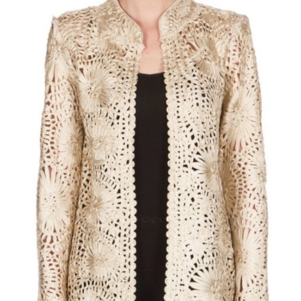 JOSEPH RIBKOFF JACKET Gold Lace (perfect for wedding or evening wear)